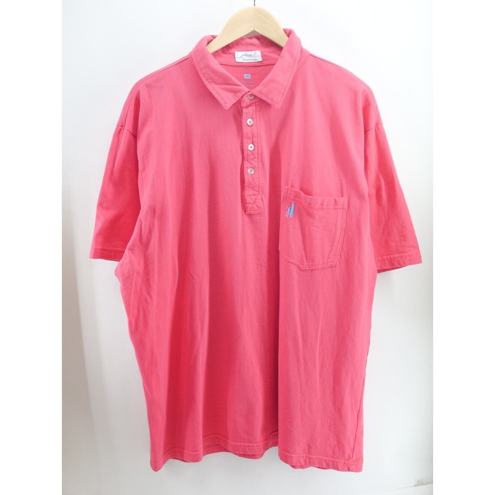 Johnnie-O Men Pink red 100% cotton polo‎ golf shirt XXL 2XL